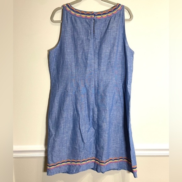 Talbots LINEN SCALLOP DETAIL SHIFT DRESS size 14P - Picture 5 of 9